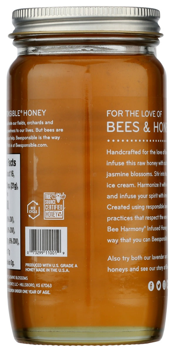 Bee Harmony: Jasmine Infused Honey, 12 Oz