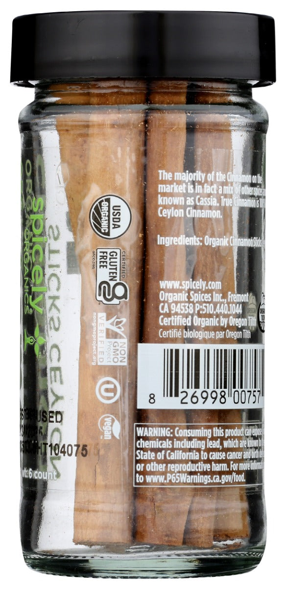 Spicely Organics: Organic Cinnamon Ceylon Sticks, 6 Pc