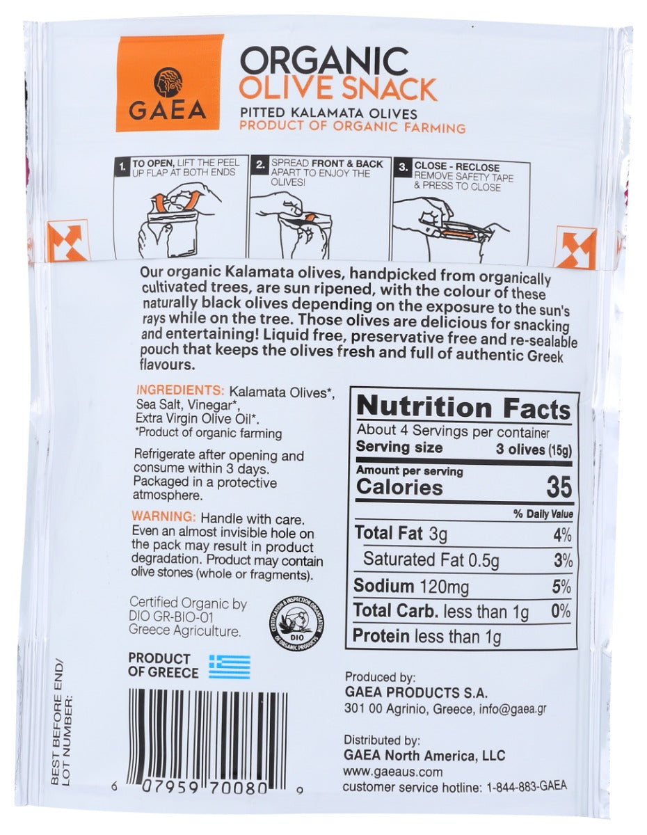 Gaea North America: Olives Kalamata Snack Pack, 2.3 Oz