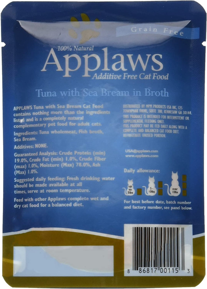 Applaws: Cat Food Tuna Fillet With Sea Bream In Broth, 2.47 Oz