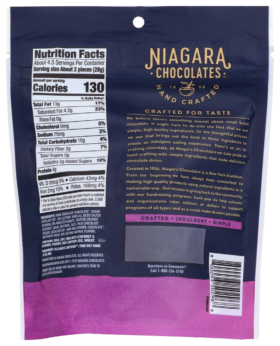 Niagara: 70% Dark Chocolate Salted Almond Clusters, 4.5 Oz