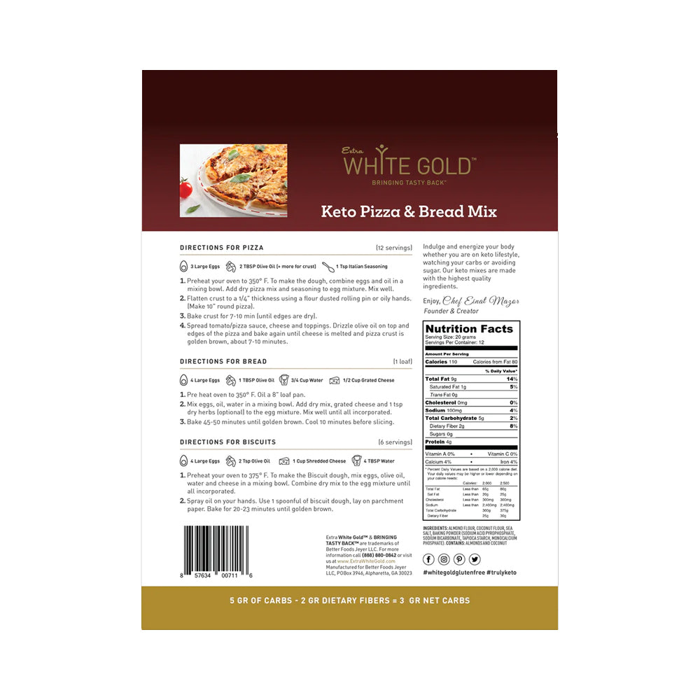 Extra White Gold: Pizza & Bread Mix, 8.26 Oz