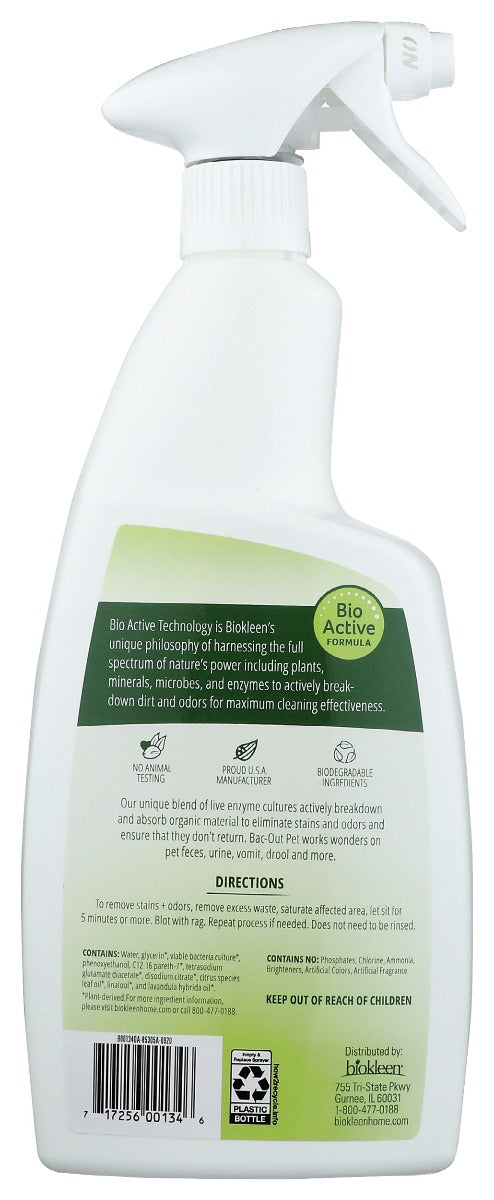 Biokleen: Lavender Lime Bac-Out Pet Stain & Odor Remover Foaming Spray, 32 Fo