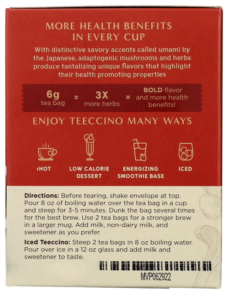 Teeccino: Mushroom Adaptogen Herbal Tea Sampler Box, 12 Bg