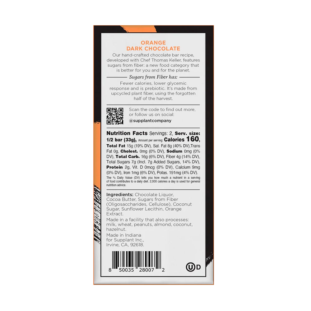 Supplant: Orange Dark Chocolate Bar, 2.3 Oz