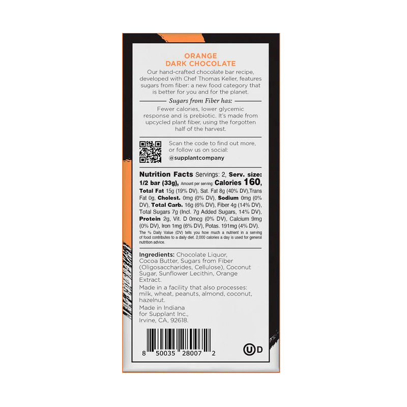 Supplant: Orange Dark Chocolate Bar, 2.3 Oz