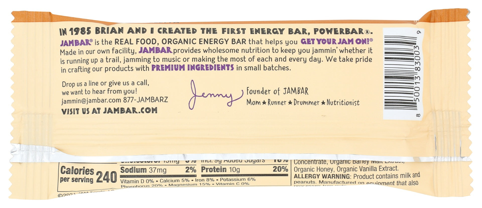 Jambar: Malt Nut Melody Energy Bar, 2.12 Oz