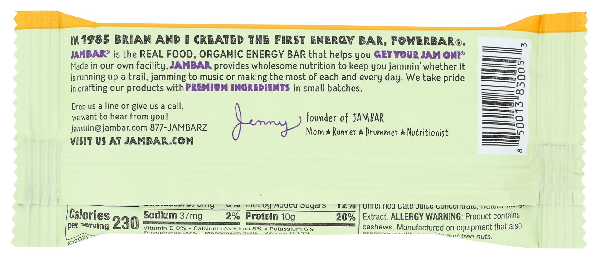 Jambar: Organic Musical Mango Energy Bar, 2.12 Oz