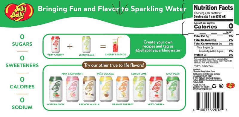 Jelly Belly: Water Sparkling Juicy Pear 8 Cans, 96 Fo