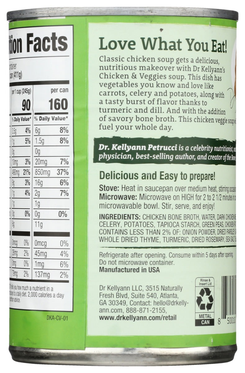 Dr Kellyann: Chicken And Veggies Bone Broth Soup, 14.5 Oz