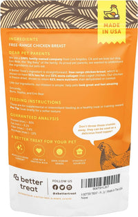 A Better Treat: Freeze Dried Raw Free Range Chicken Breast Dog And Cat Treats, 3 Oz