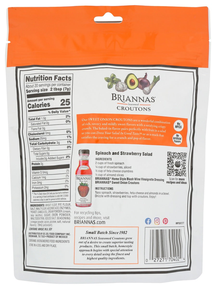 Briannas: Croutons Sweet Onion, 5 Oz