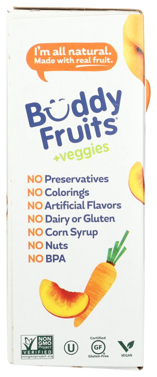 Buddy Fruits: Peach Carrot And Apple 4 Pouches Blended Fruits And Vegetables, 12.8 Oz