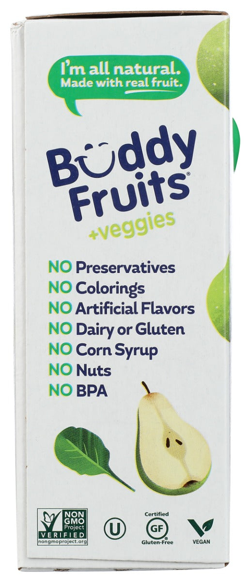 Buddy Fruits: Pear Spinach And Apple 4 Pouches Blended Fruits And Vegetables, 12.8 Oz