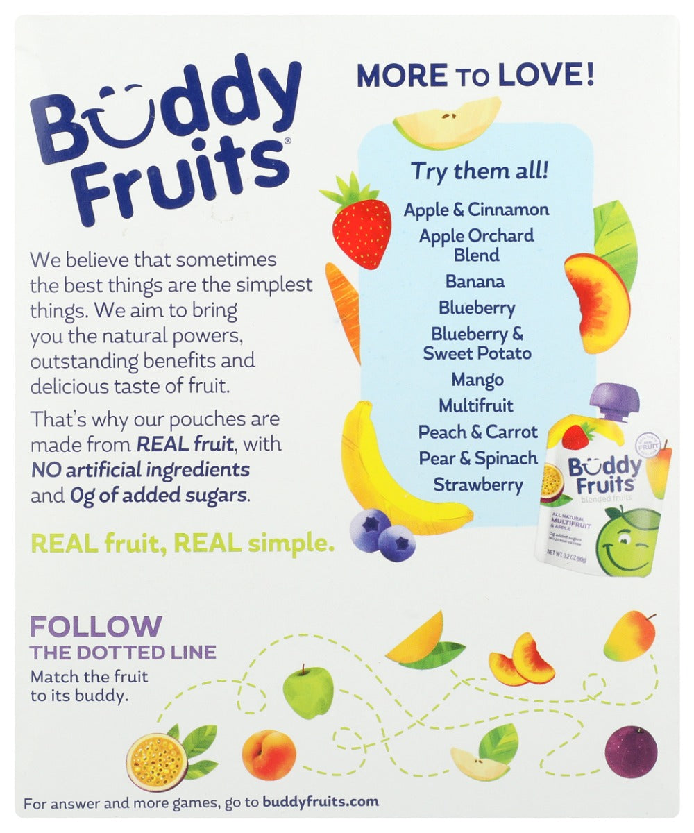 Buddy Fruits: Multifruit And Apple 4 Pouches Blended Fruits, 12.8 Oz