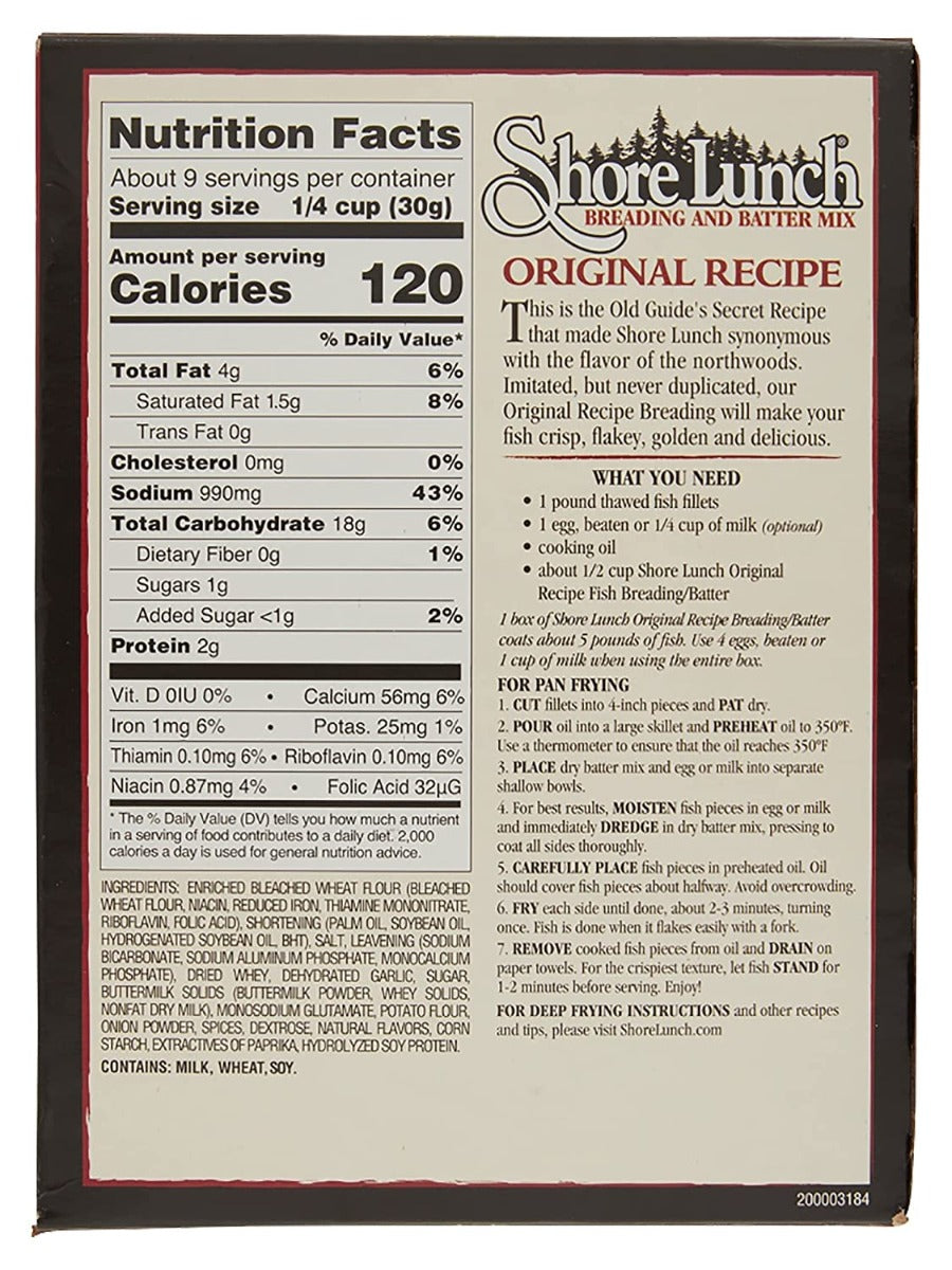 Shore Lunch: Original Recipe Fish Breading Batter Mix, 9 Oz