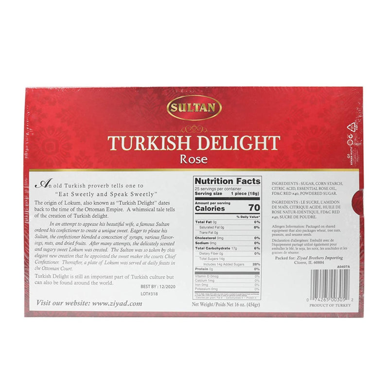 Sultan: Turkish Delight Rose Candy, 16 Oz