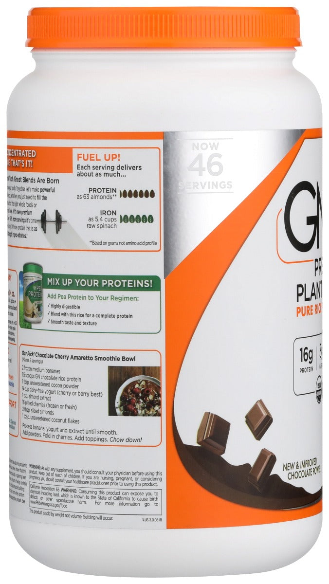 Growing Naturals: Organic Chocolate Rice Protein Powder, 33.6 Oz