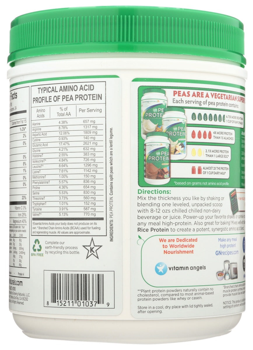 Growing Naturals: Original Pea Protein Powder, 1 Lb