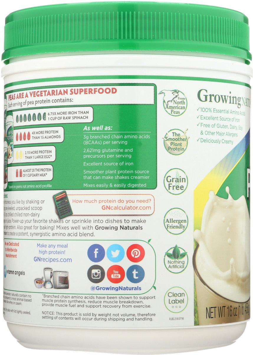 Growing Naturals: Original Pea Protein Powder, 1 Lb