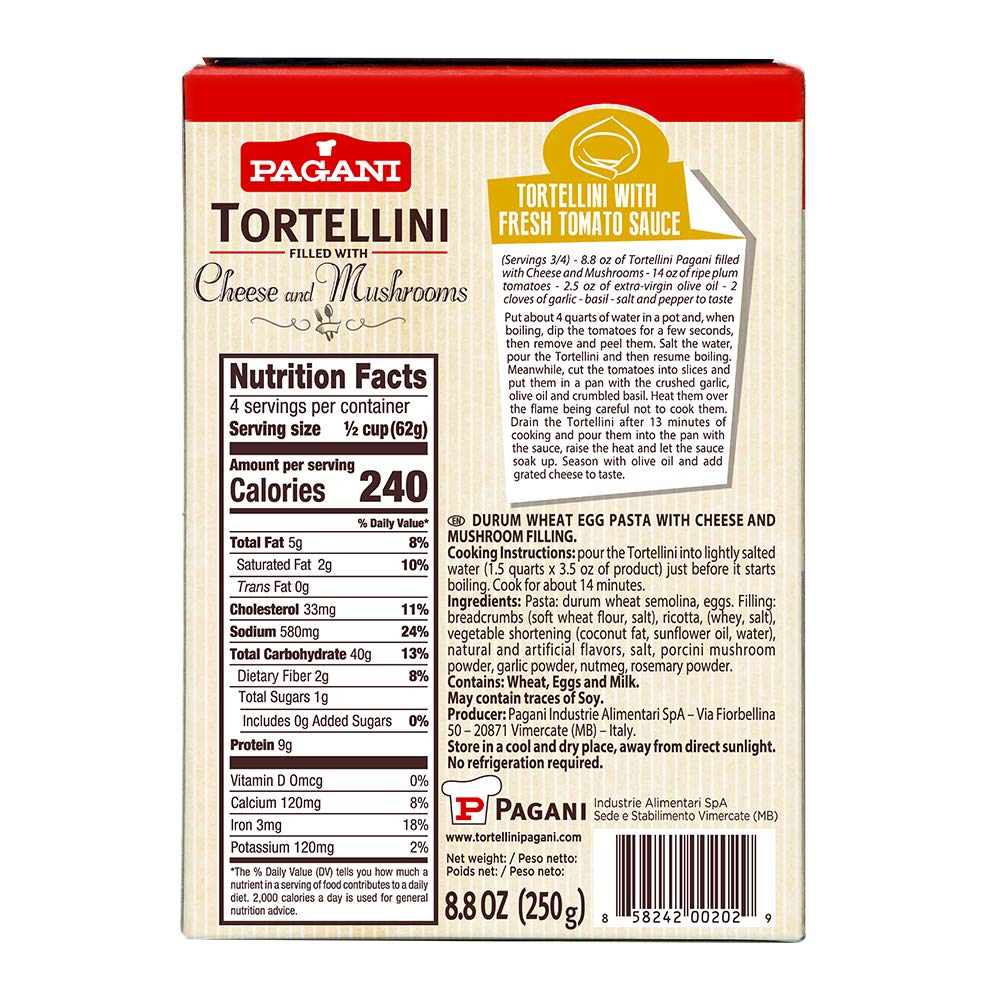 Pagani: Tortellini Field With Cheese & Mushrooms, 8.8 Oz