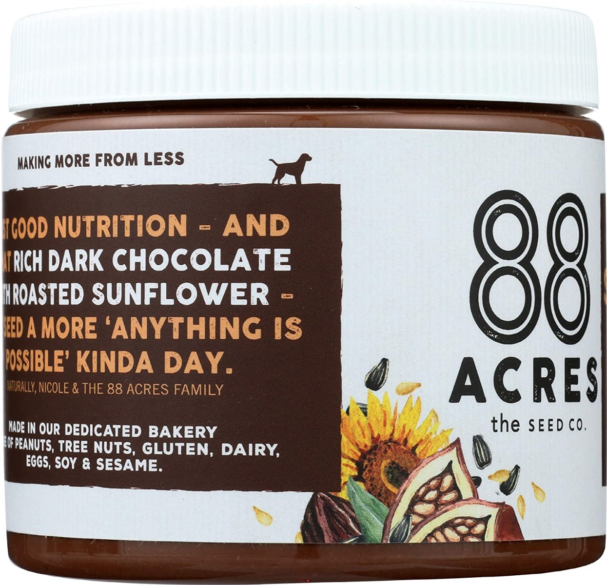 88 Acres: Dark Chocolate Sunflower Seed Butter, 14 Oz