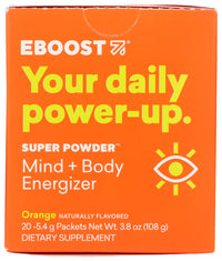 Eboost: Super Powder Mind Plus Body Energizer Orange Flavor, 3.8 Oz