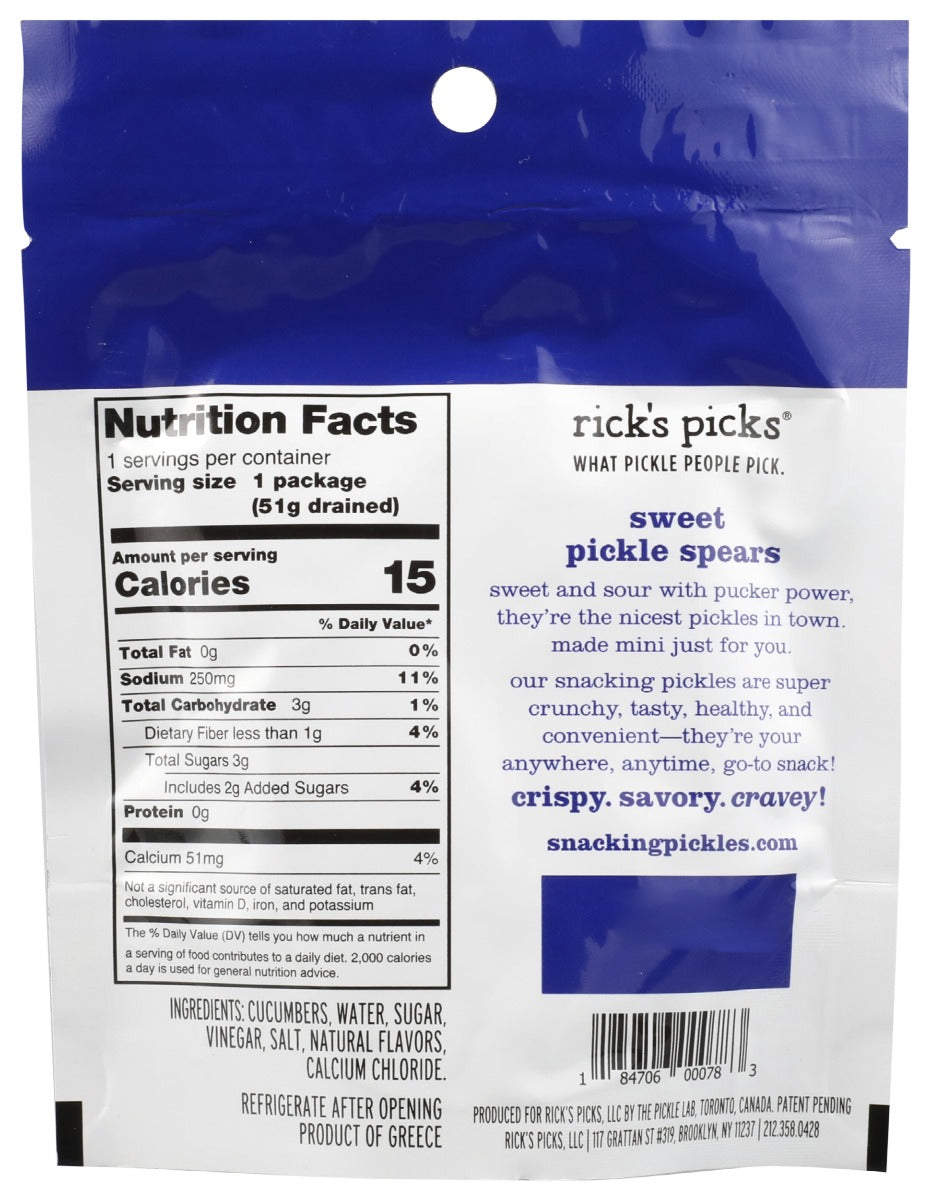 Ricks Picks: Sweet Pickle Spears Snacking Pickles, 2.2 Oz