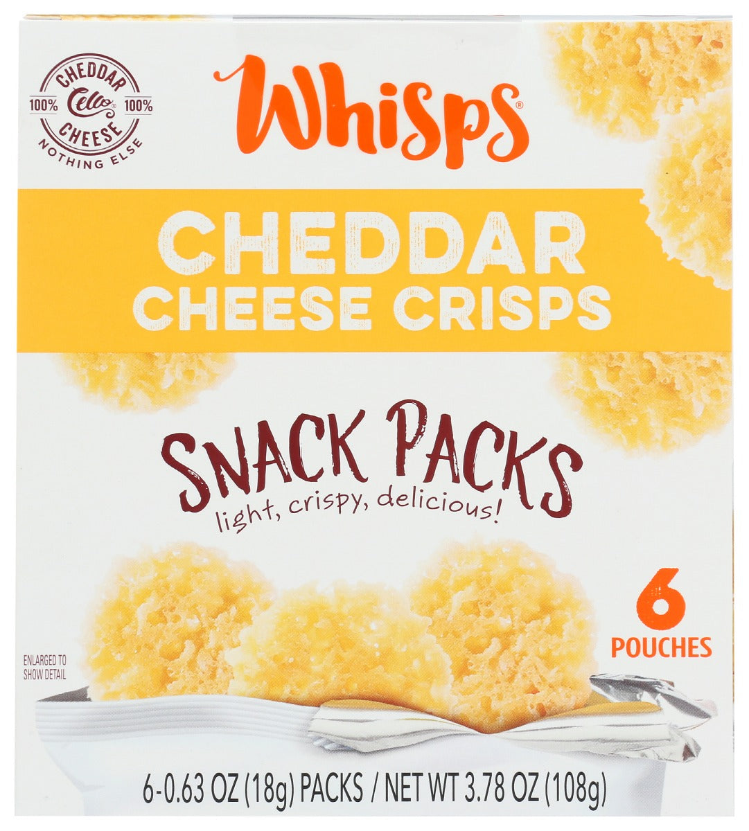 Whisps: Cheddar Cheese Crisps 6 Count Box, 3.78 Oz