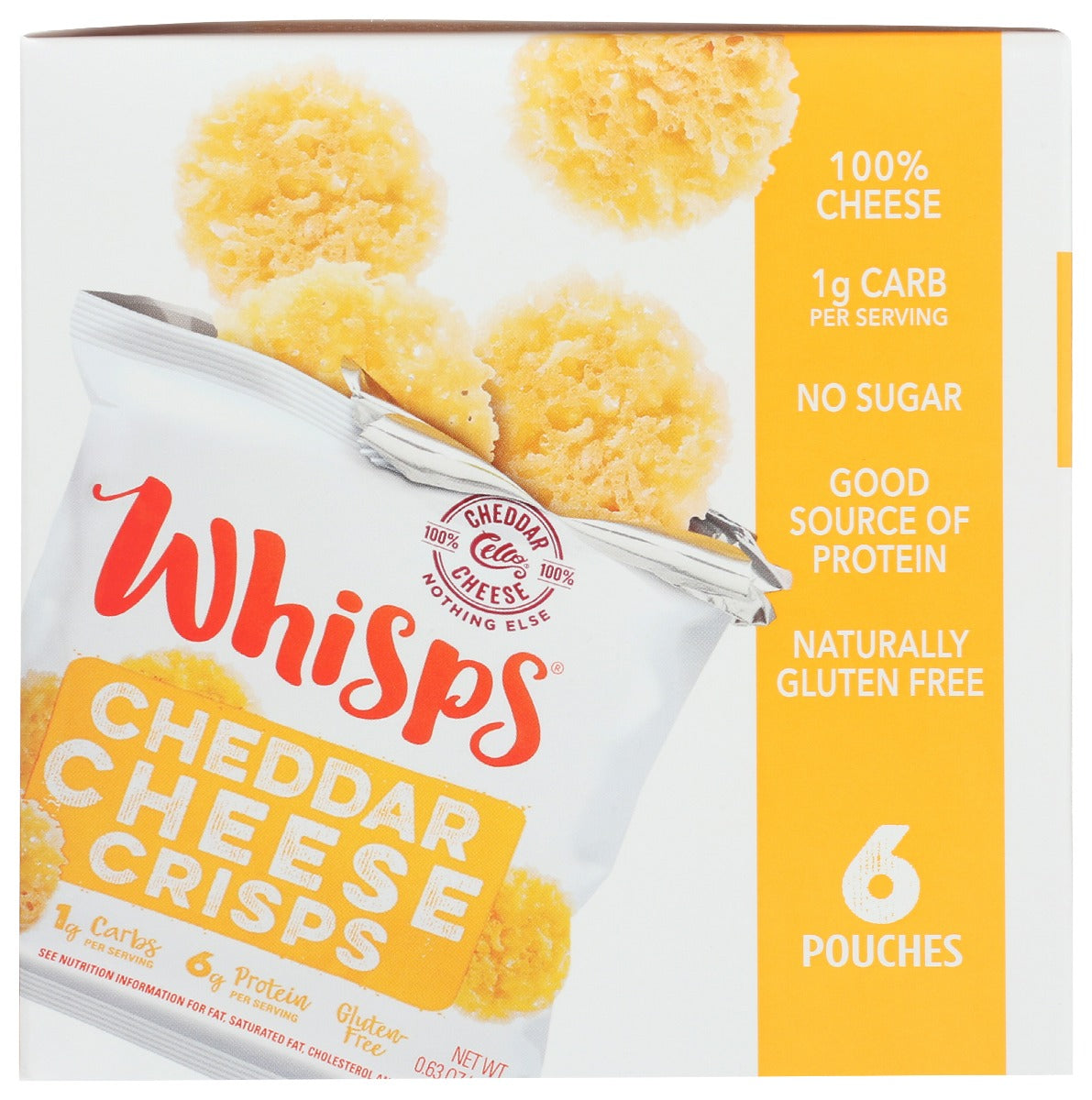 Whisps: Cheddar Cheese Crisps 6 Count Box, 3.78 Oz