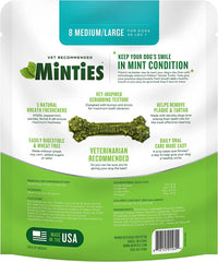 Vetiq: 8 Medium/Large Minties Dog Dental Treats, 6.4 Oz