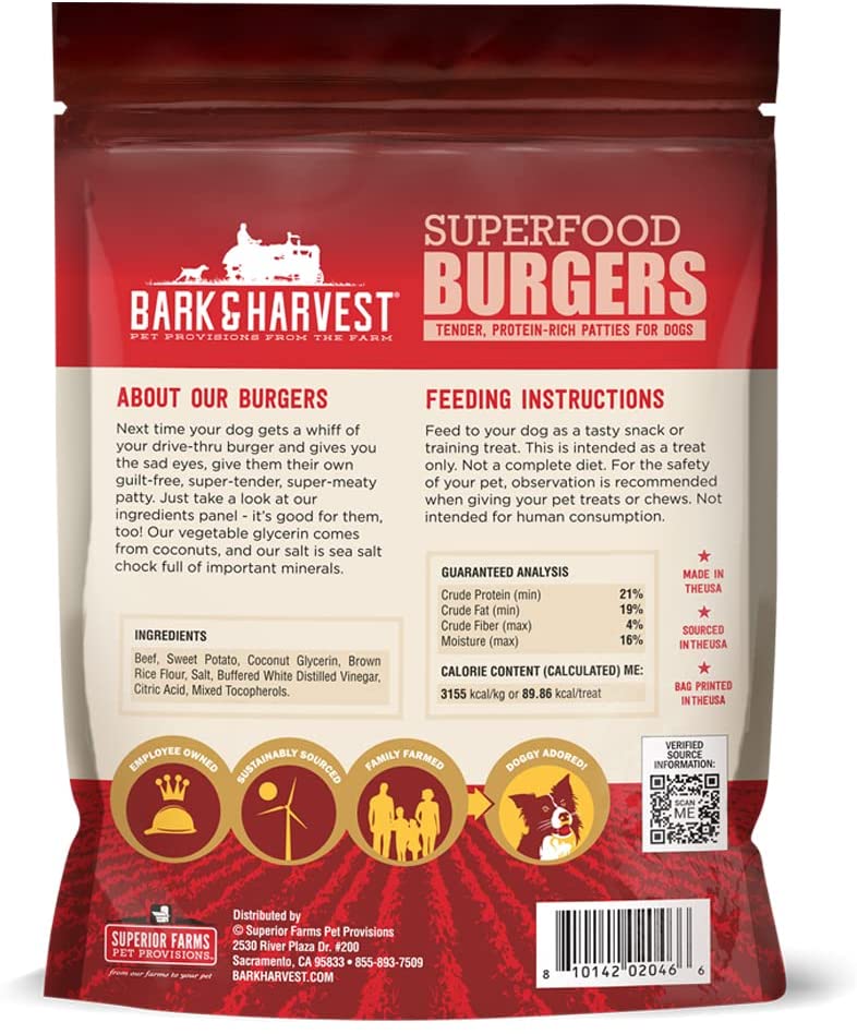 Bark And Harvest: Beef & Sweet Potato Superfood Burgers, 6 Oz