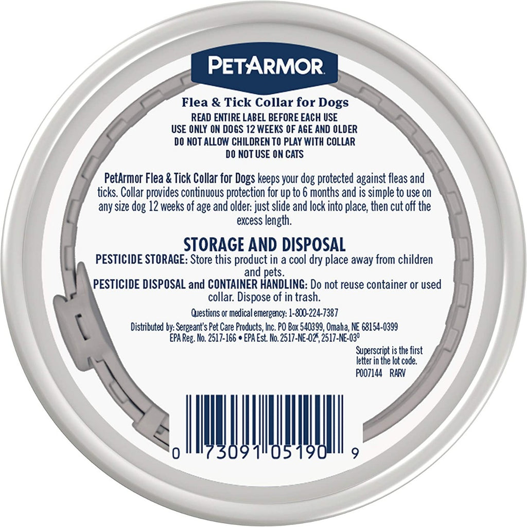 Petarmor: Flea And Tick Collar For Dogs, 1 Ea