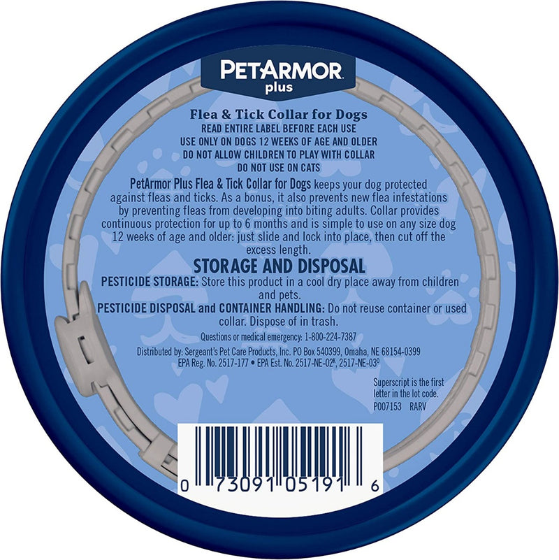 Petarmor: Plus Flea And Tick Collar For Dogs, 1 Ea