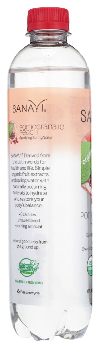 Sanavi: Pomegranate Peach Sparkling Spring Water, 17 Fo