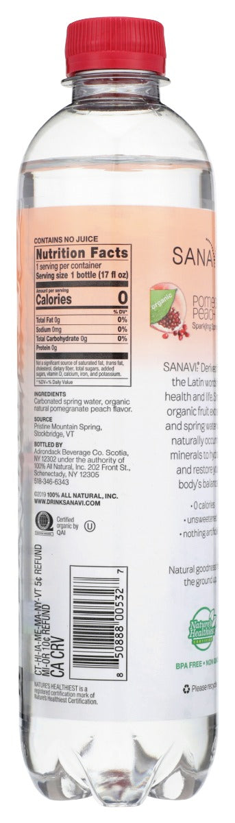 Sanavi: Pomegranate Peach Sparkling Spring Water, 17 Fo