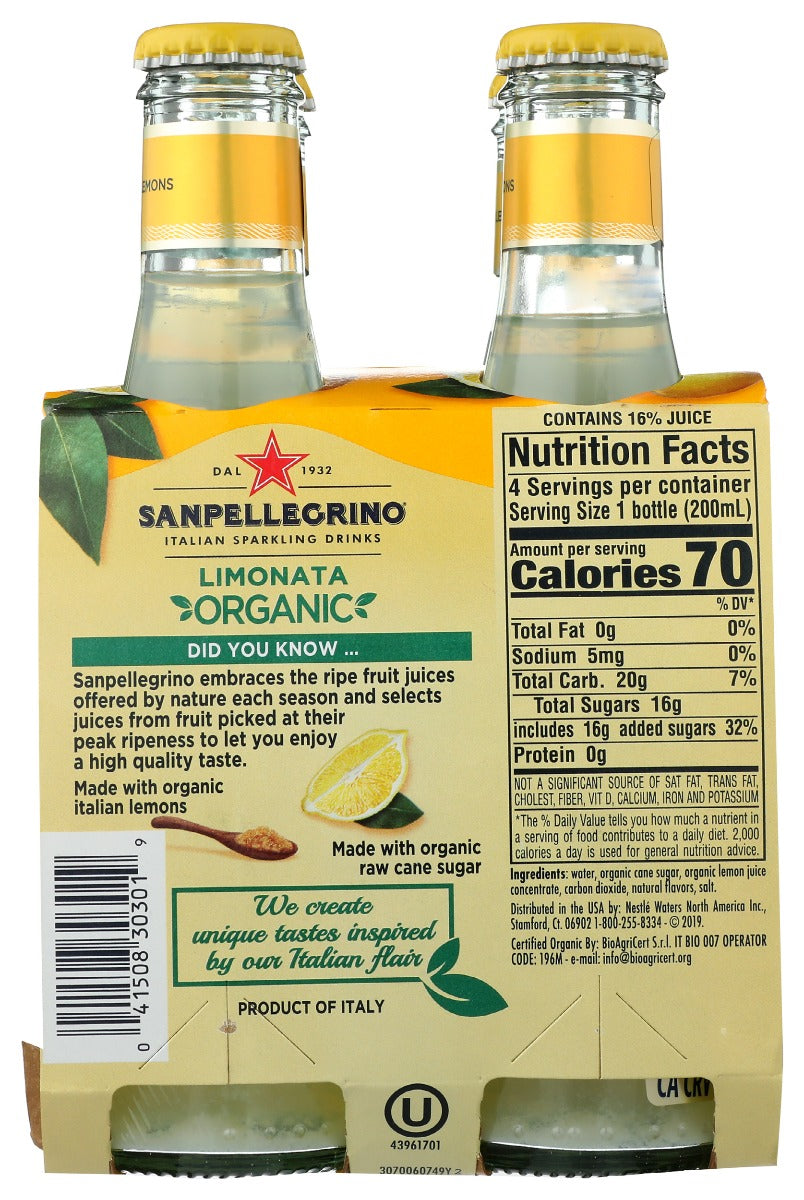 San Pellegrino: Organic Limonita 4 Pack (6.75 Fluid Ounce Each), 27 Fo