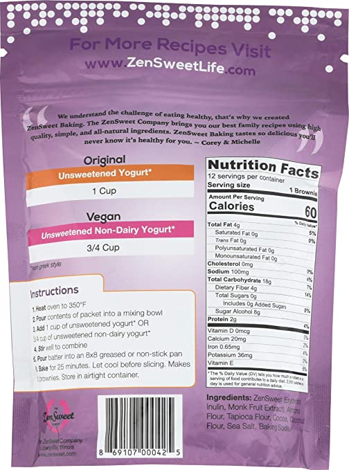 Zensweet: Dark Chocolate Brownie Mix, 11.25 Oz