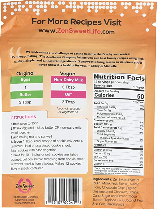 Zensweet: Chocolate Chip Cookie Mix, 9 Oz