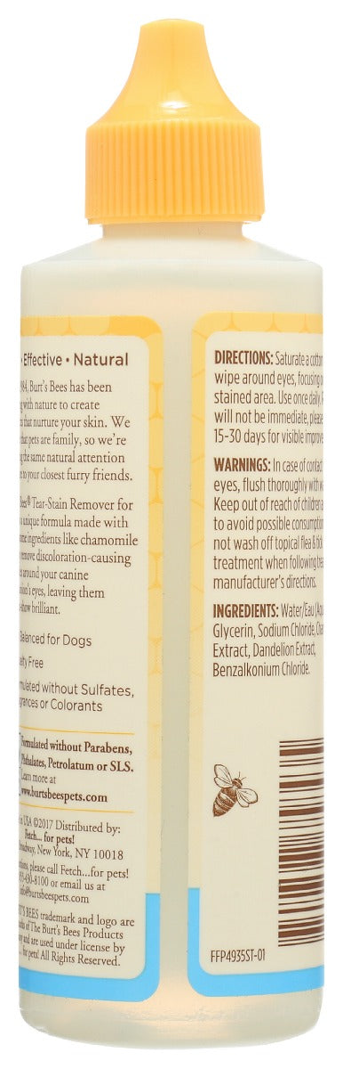 Burts Bees Natural Pet Care: Tear Stain Remover With Chamomile, 4 Oz