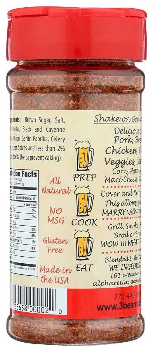 3 Beer Rub: Bbq Seasoning, 5 Oz