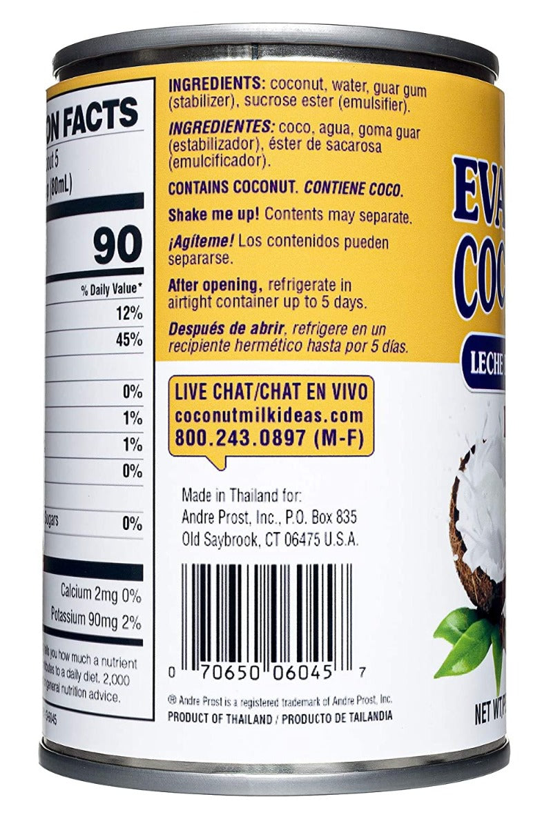 Andre Prost: Evaporated Coconut Milk, 13.5 Fo