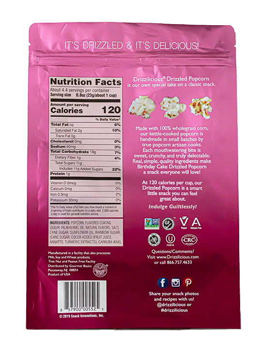 Drizzilicious: Birthday Cake Drizzled Popcorn, 3.6 Oz