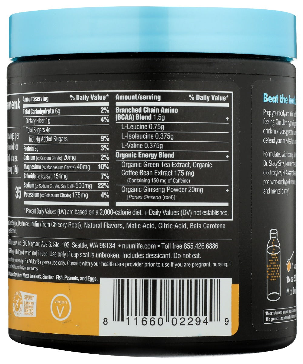 Nuun: Pre Sweat Prime Caffeine Orange Flavored, 9 Oz