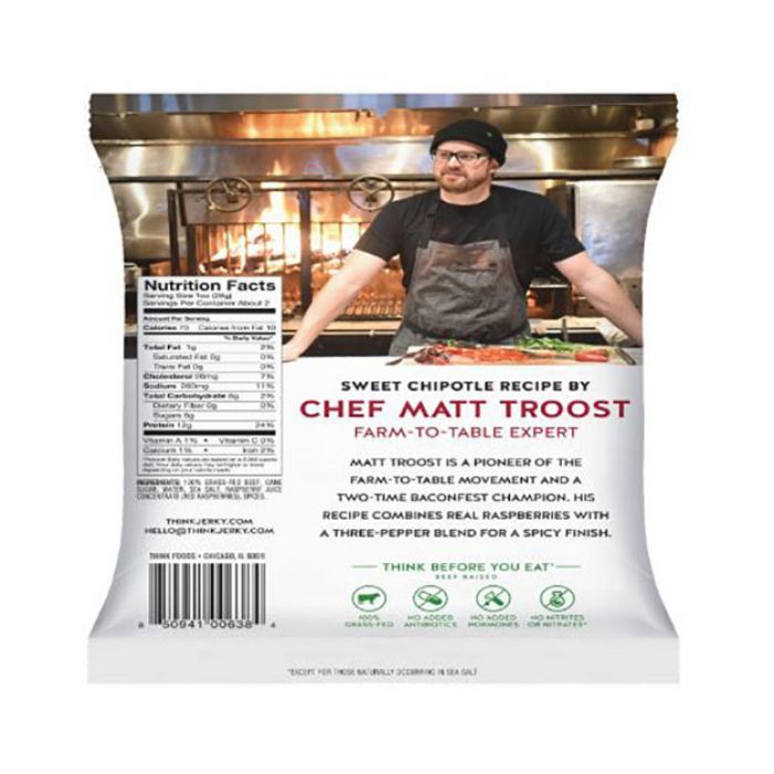 Think Jerky: Grass Fed Sweet Chipotle Beef Jerky, 2.2 Oz