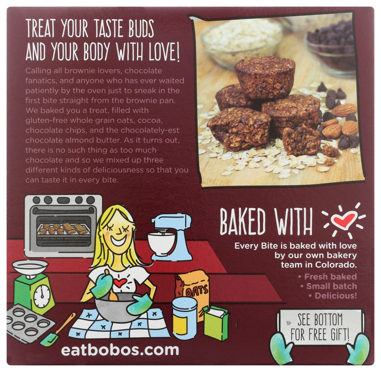 Bobos Oat Bars: Chocolate Almond Brownie Oat Bites, 6.5 Oz