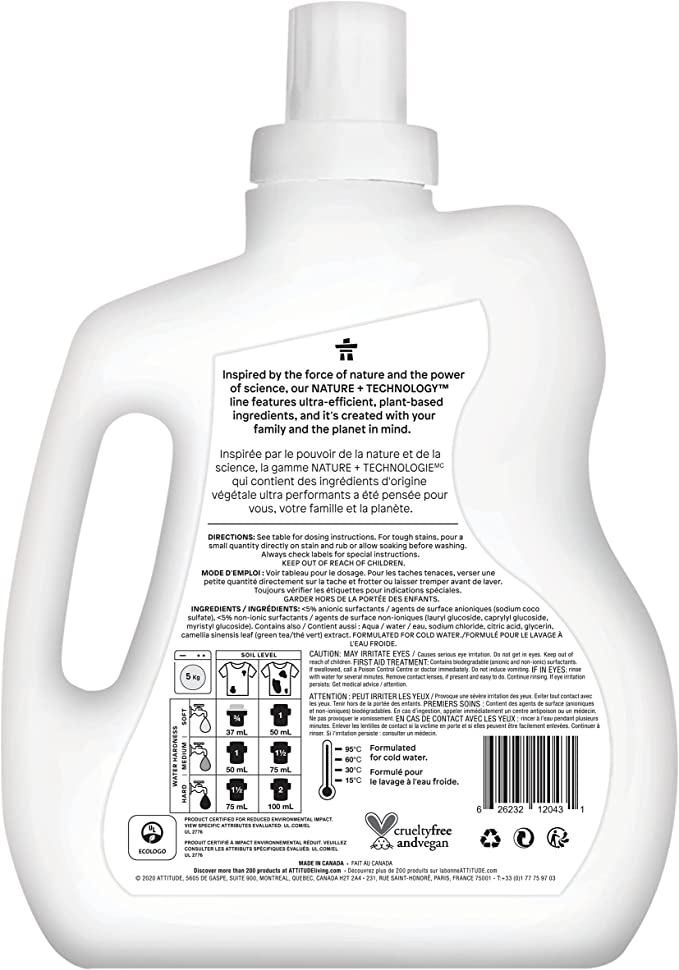 Attitude: Unscented 40 Loads Laundry Detergent, 67.6 Fo