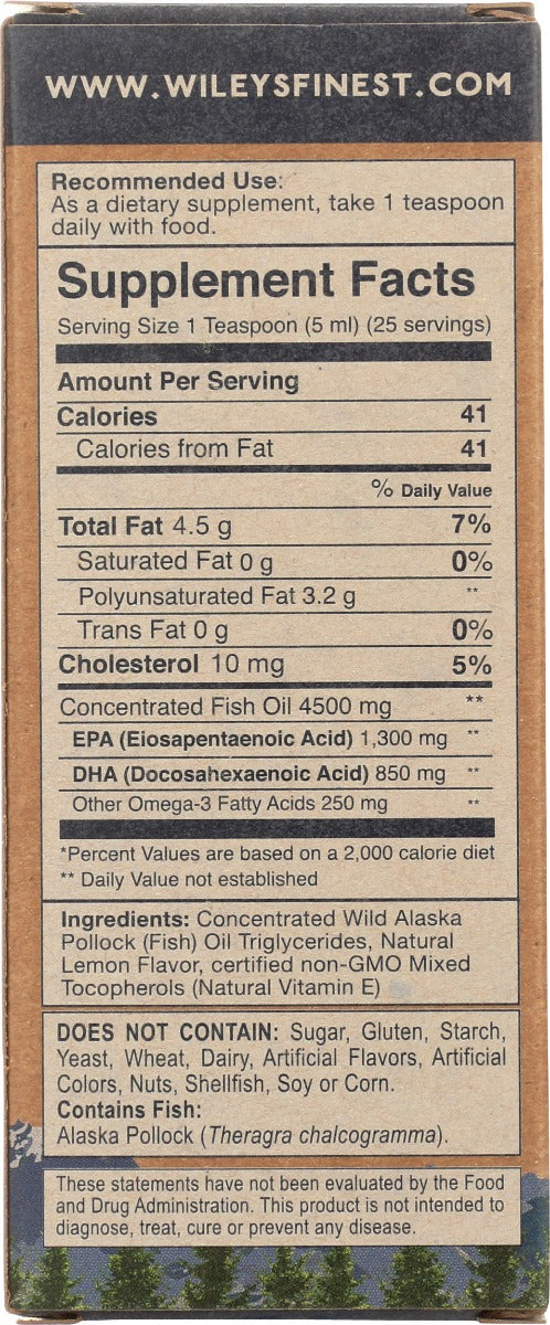 Wileys Finest: Peak Omega 3 Liquid Wild Alaskan Fish Oil, 4.23 Oz