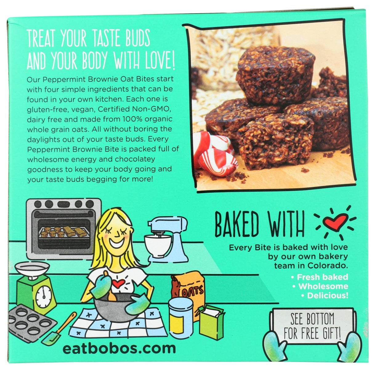 Bobos Oat Bars: Peppermint Brownie Oat Bites 5Ct, 6.5 Oz