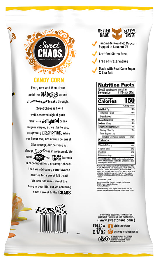 Sweet Chaos: Candy Corn Drizzled Popcorn, 5.5 Oz